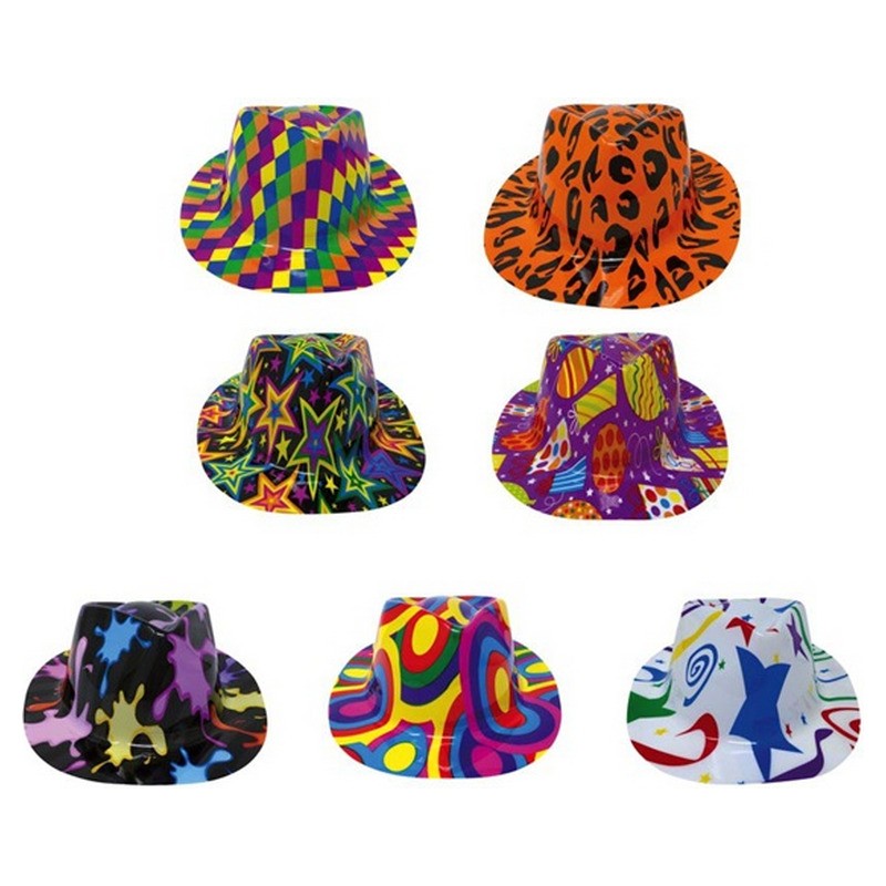 Chapeau trilby en PVC glossy mix 20x17cm