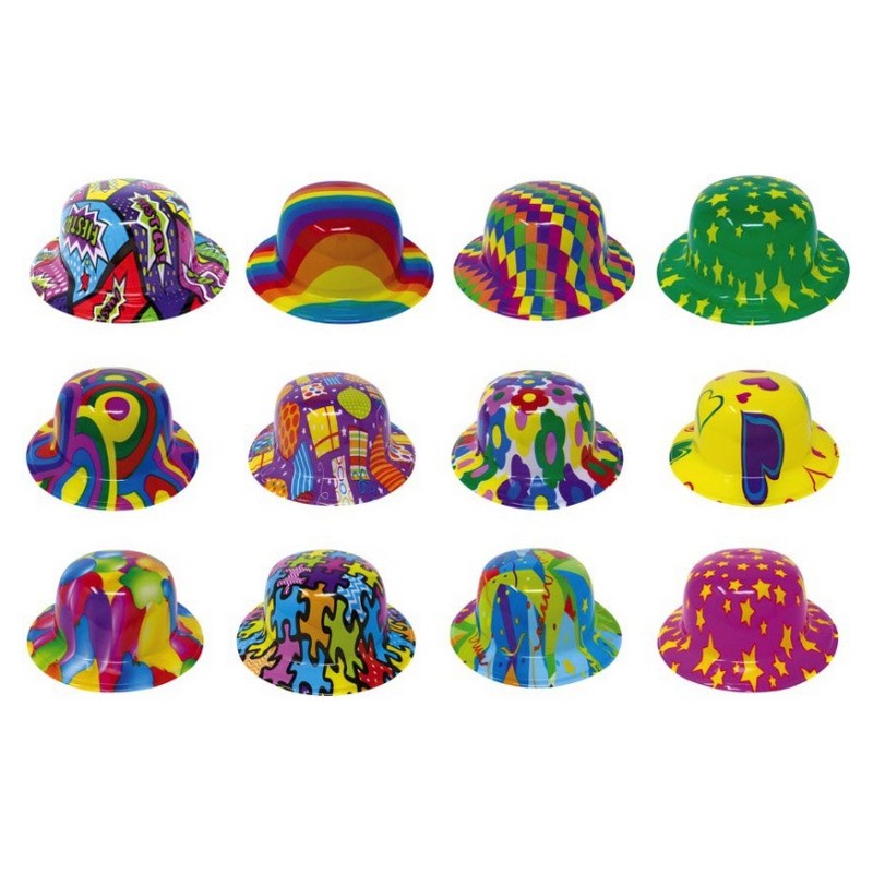 Chapeau melon en PVC glossy mix 26x22 cm