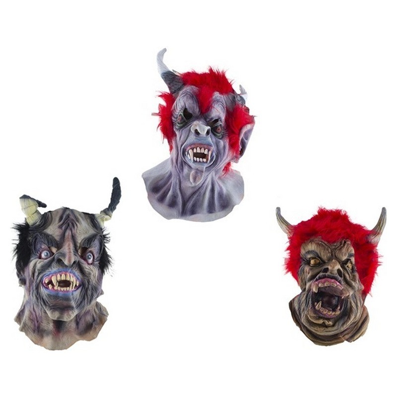 Masque latex de diable démon avec cheveux mix adulte