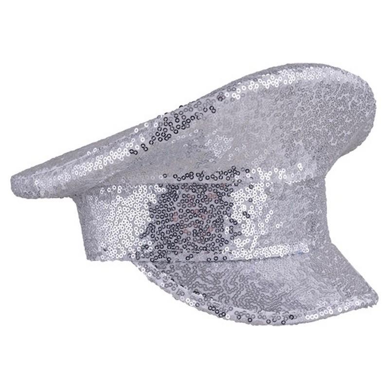 Casquette géante avec séquins argent adulte