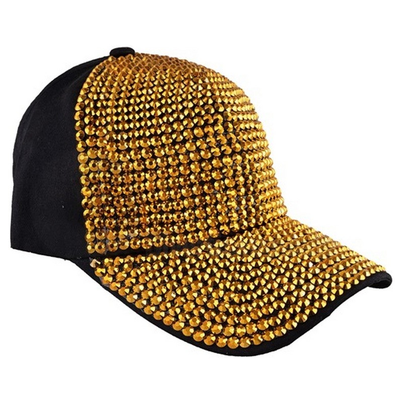 Casquette baseball avec strass or adulte