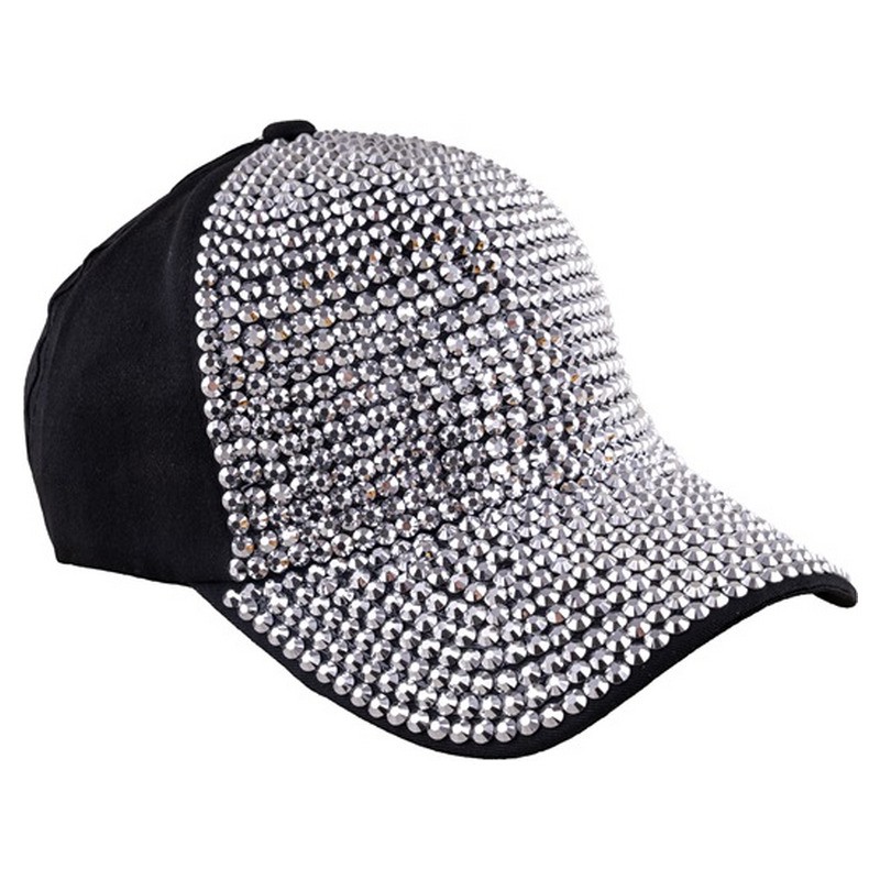 Casquette de baseball avec strass argent adulte