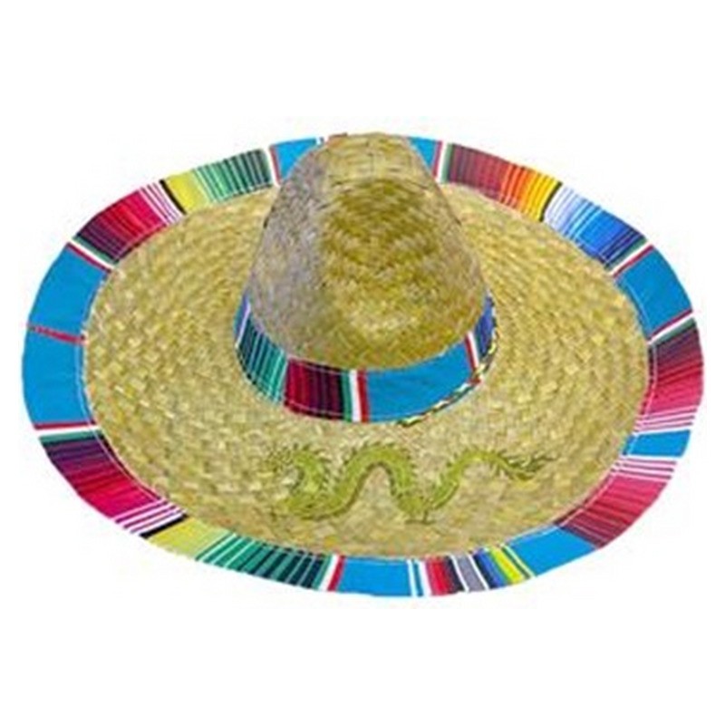 Sombrero en paille bandeaux multicolores adulte