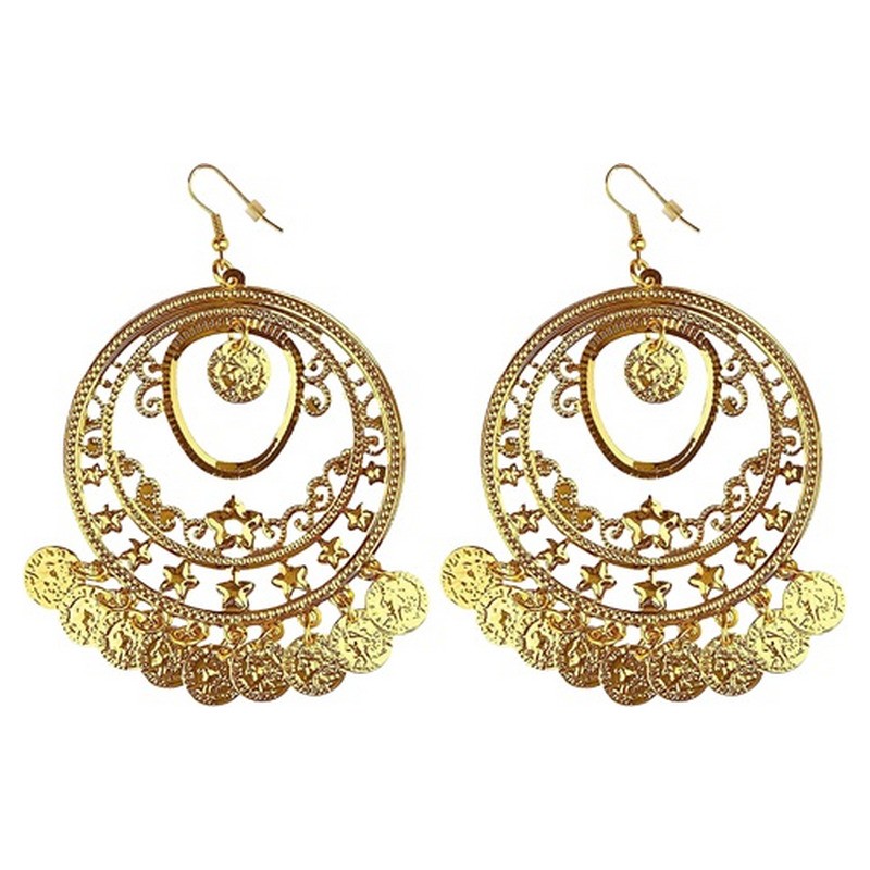 Paire de boucles d'oreilles orientales or adulte 10cm