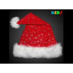 Bonnet de Noël paillettes et moumoute rouge enfant