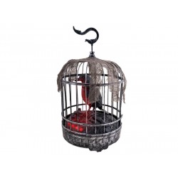 Corbeau dans une cage lumineux sonore motorisé 32x20cm
