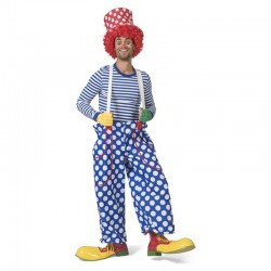Pantalon large clown bleu à pois blancs adulte taille unique