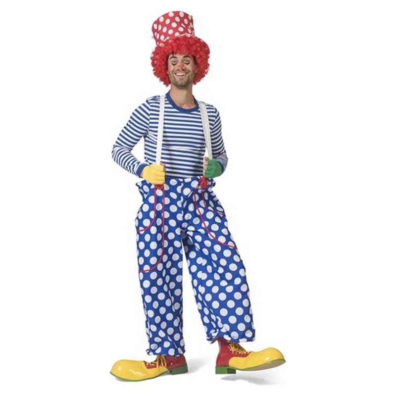 Pantalon large clown bleu à pois blancs adulte taille unique