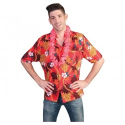 Chemise Tahiti Hawaï surf rouge adulte taille M/L