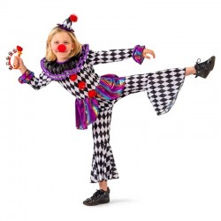 Déguisement de clown à damiers pour enfant - Taille 164 cm