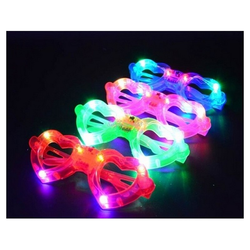 Lunettes lumineuses 6 LED's motif coeur vert