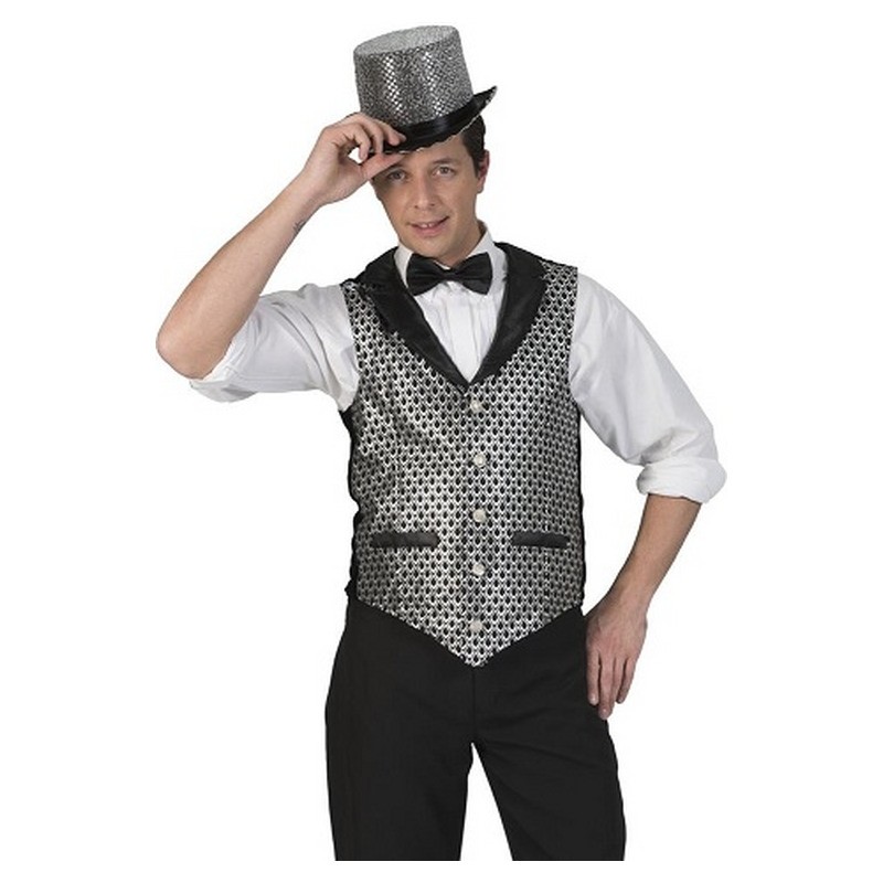 Gilet disco noir et argent homme taille XXXXL