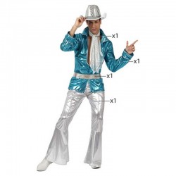 Déguisement disco argent/bleu 4 pièces homme taille M/L