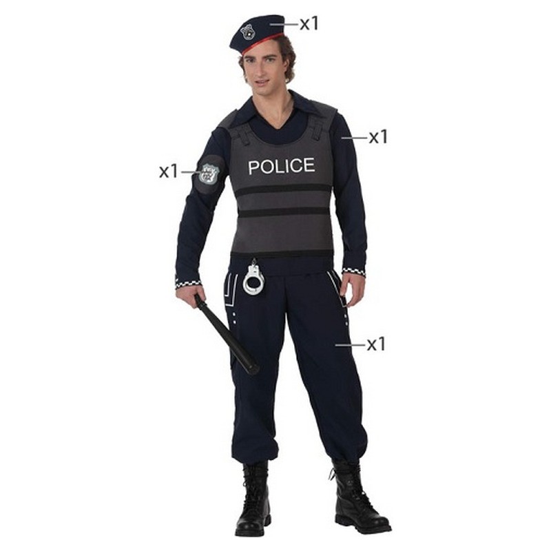 Déguisement policier 4 pièces homme taille XL