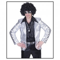 Veste disco métallisée argent homme taille M/L