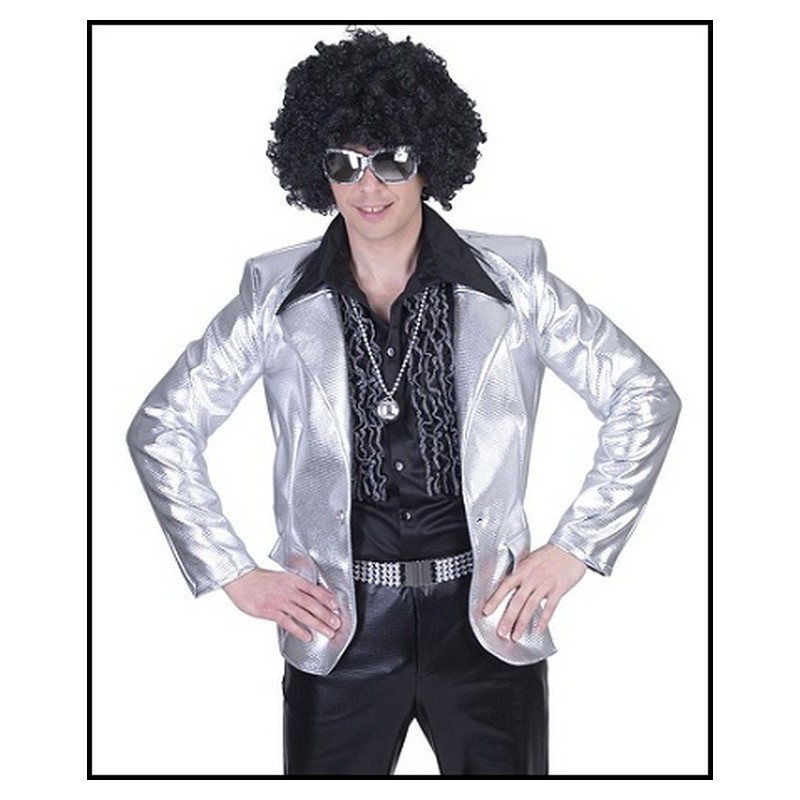 Veste disco métallisée argent homme taille M/L