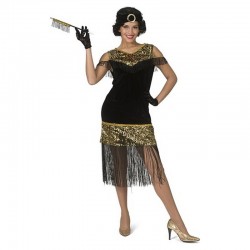 Robe charleston noire et sequins dorés 2 pièces, taille S/M