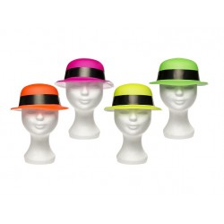 Chapeau melon en PVC fluo vert 20x17cm