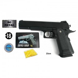 Coffret pistolet à billes 23cm et 18 billes métal