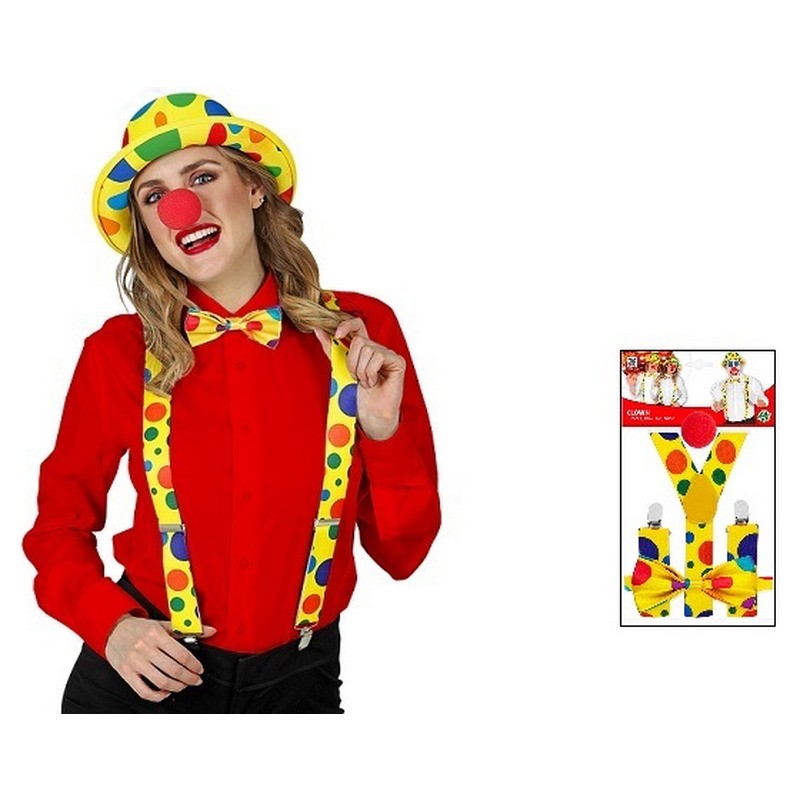 Set accessoires déguisement clown 3 pièces