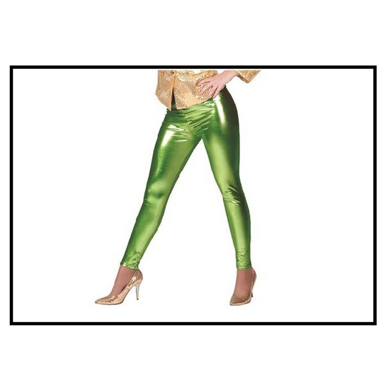 Pantalon legging effet brillant/métal vert