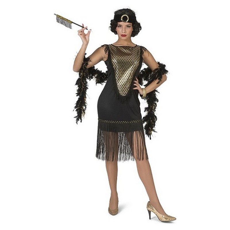 Robe Charleston Gatsby Girl noir & or femme taille XXL