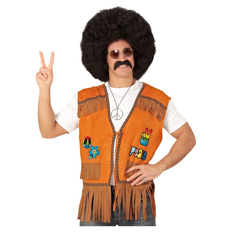 Gilet à franges hippie baba cool taille M/L