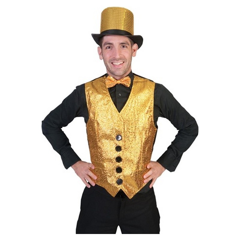 Gilet doré à paillettes homme taille XXL