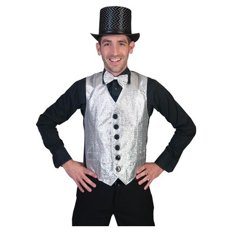 Gilet argenté à paillettes homme taille XXL