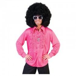 Chemise disco à jabots rose homme taille L/XL