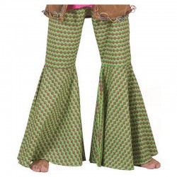 Pantalon pattes d'éléphant vert à pois homme taille L/XL