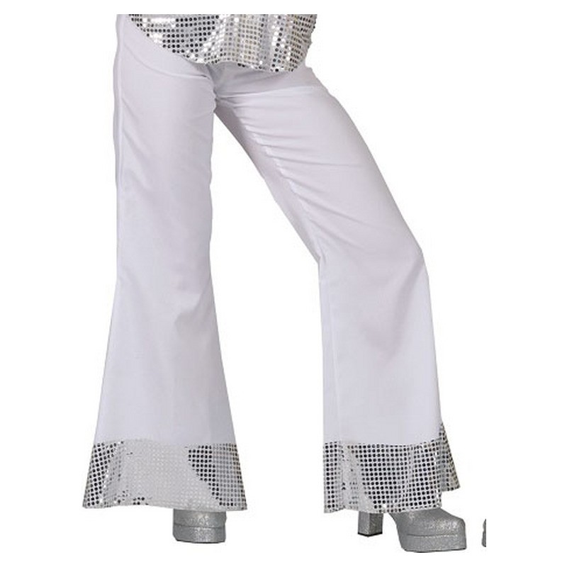 Pantalon pattes d'éléphant blanc à sequins femme taille L