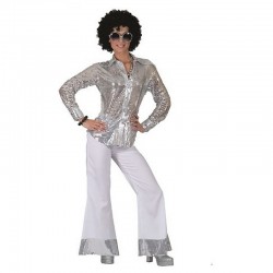 Chemise disco à sequins argent femme taille L