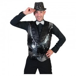 Gilet noir & argent à sequins homme taille XXL