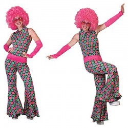 Combinaison yéyé avec cercles multicolore femme taille XL