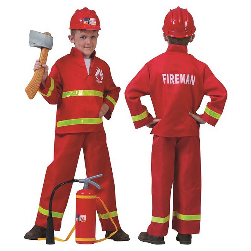 Déguisement de pompier rouge enfant - Taille 140 cm
