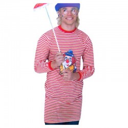 Déguisement t-shirt long de clown rouge et blanc taille XL