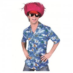 Chemise Tahiti Hawaï bleu et bateau taille XXL