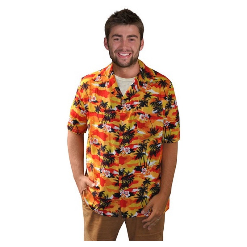 Chemise Tahiti Hawaï rouge & jaune taille M/L