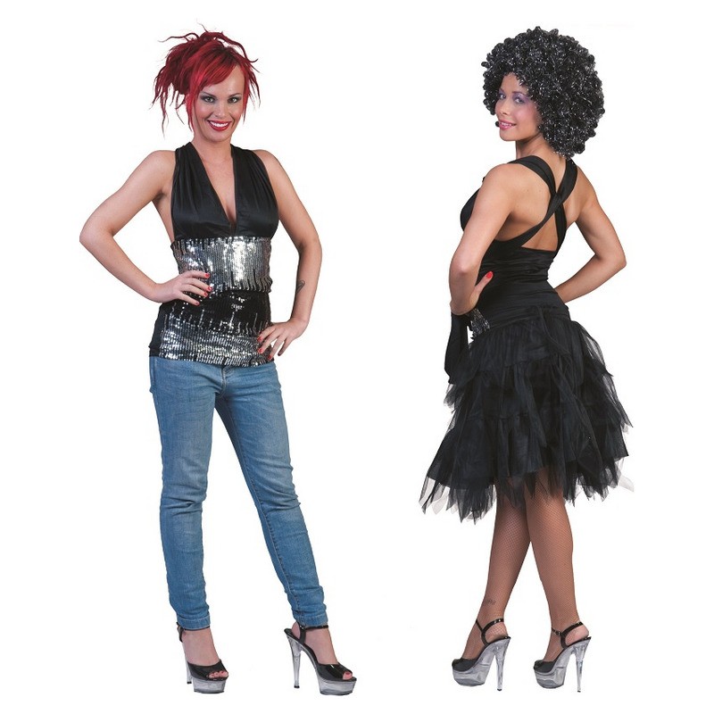 Bustier à sequins noir et argent