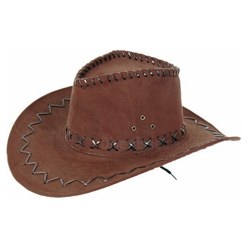 Chapeau de cowboy imitation cuir marron