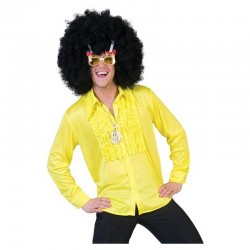Chemise disco à jabots fluo jaune homme taille L/XL
