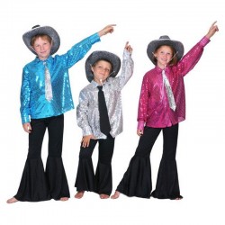 Chemise disco à sequins argent enfant - taille 116 cm