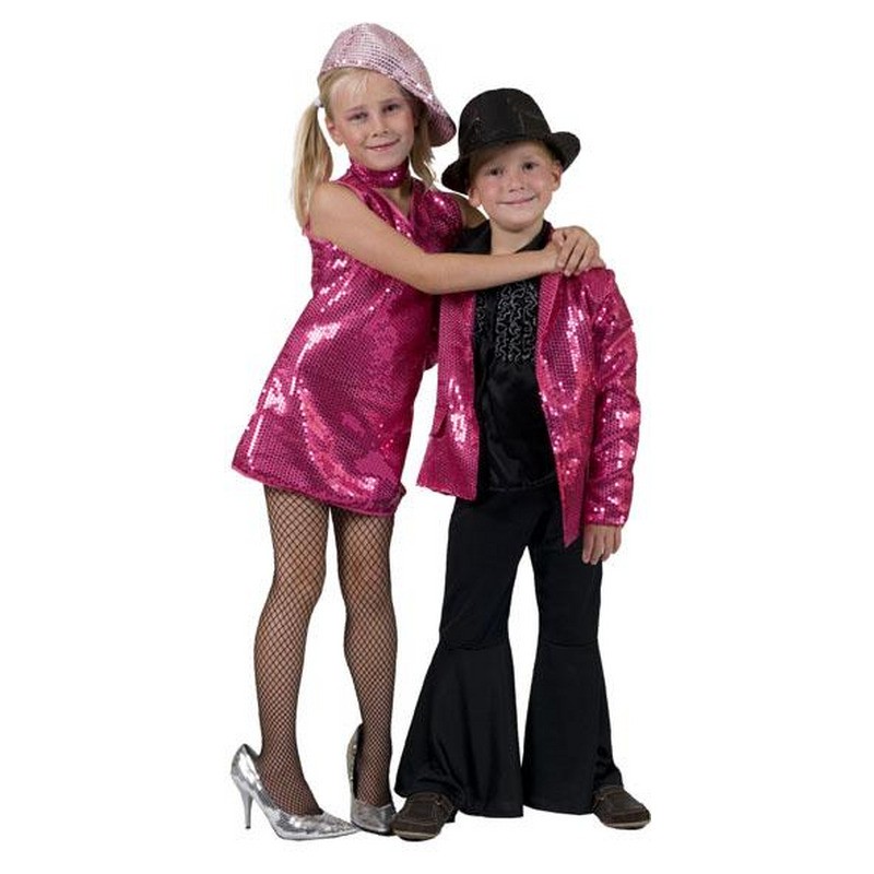 Veste disco pour enfant à sequins fuchsia, taille 1m64