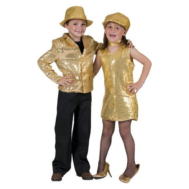 Veste disco pour enfant à sequins or taille 1m16