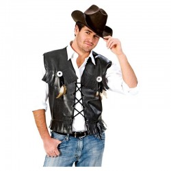 Gilet à franges de cowboy noir taille XXL