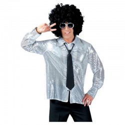 Chemise disco à sequins argent taille XXL