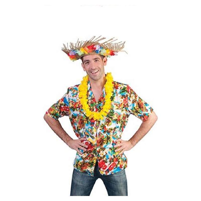 Chemise Tahiti Hawaï multicolore clair taille L/XL