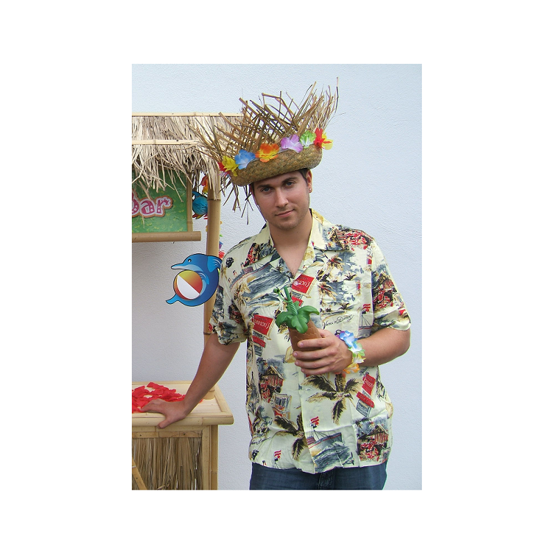 Chemise Tahiti Hawaï beige taille XXL