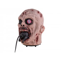 Tête zombie avec rat lumineuse sonore et motorisée 25cm